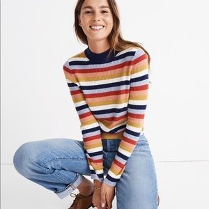 Madewell Mockneck Pullover Sweater in Stripe